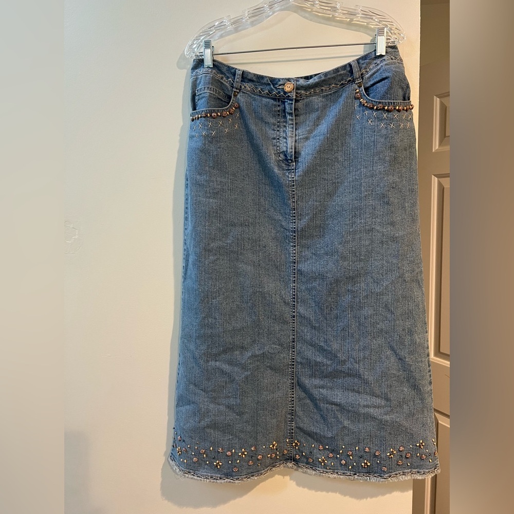 Ruby Rd Boho Maxi Denim Skirt Women’s Size 10